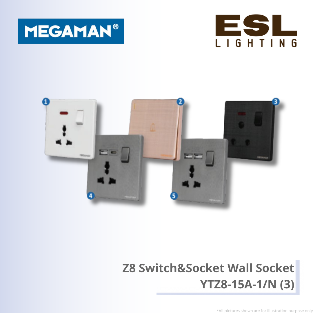 MEGAMAN Z8 Switch&Socket - Wall Socket - YTZ8-15A-1/N (3)