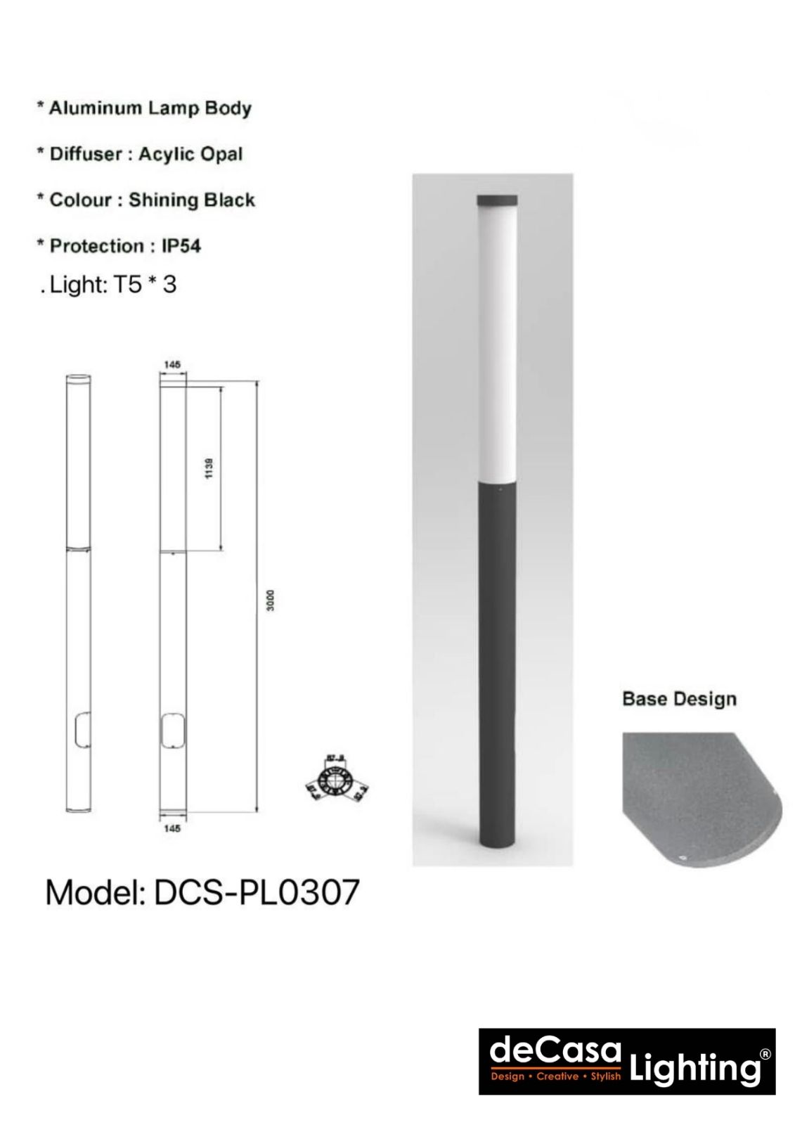 Outdoor Garden Pole Light (PL0307)