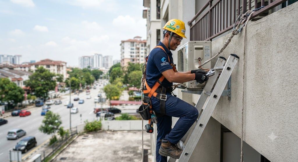 aircond installer safety gear for height work