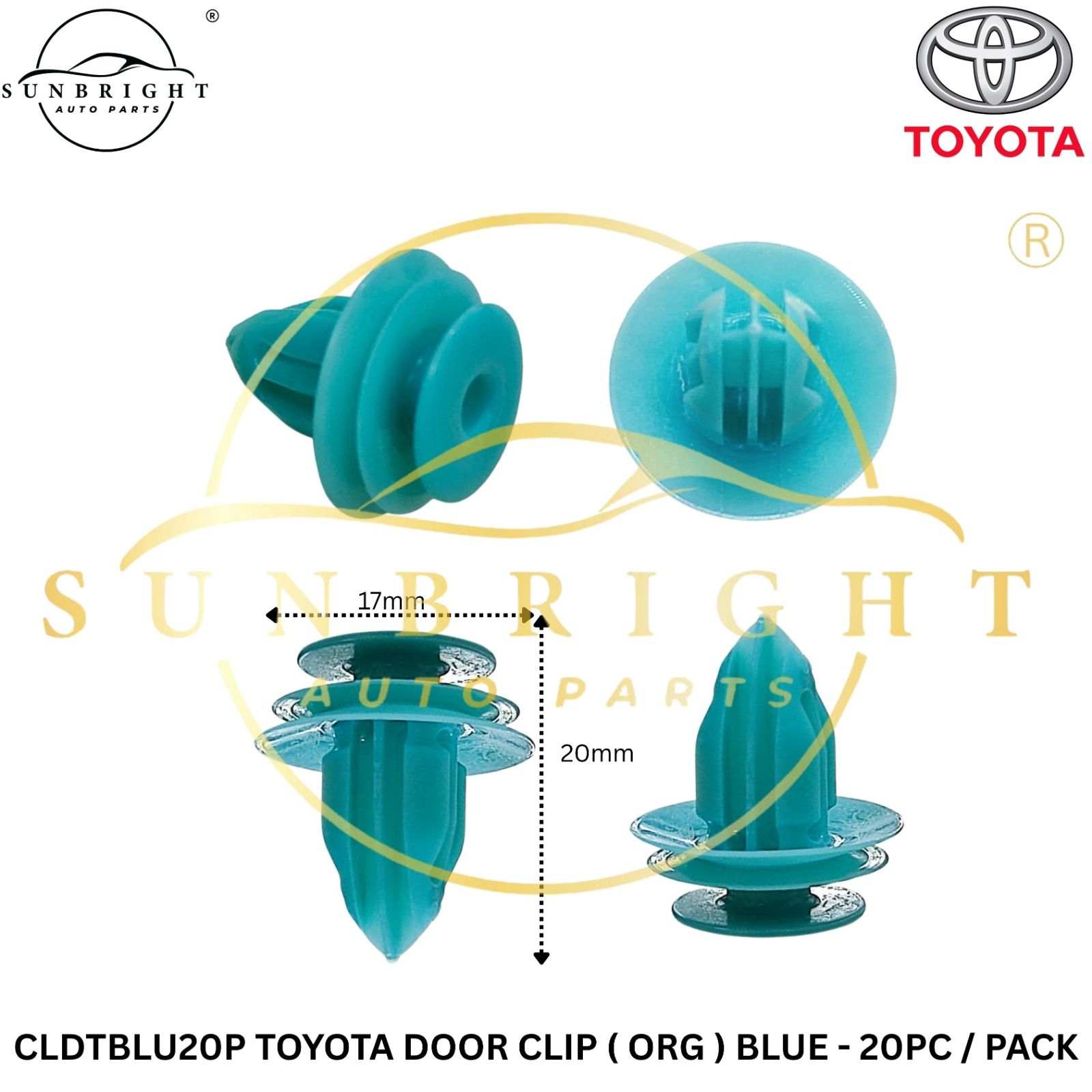 CLDTBLU -  TOYOTA DOOR CLIP ( ORG ) BLUE - 20PC / PACK