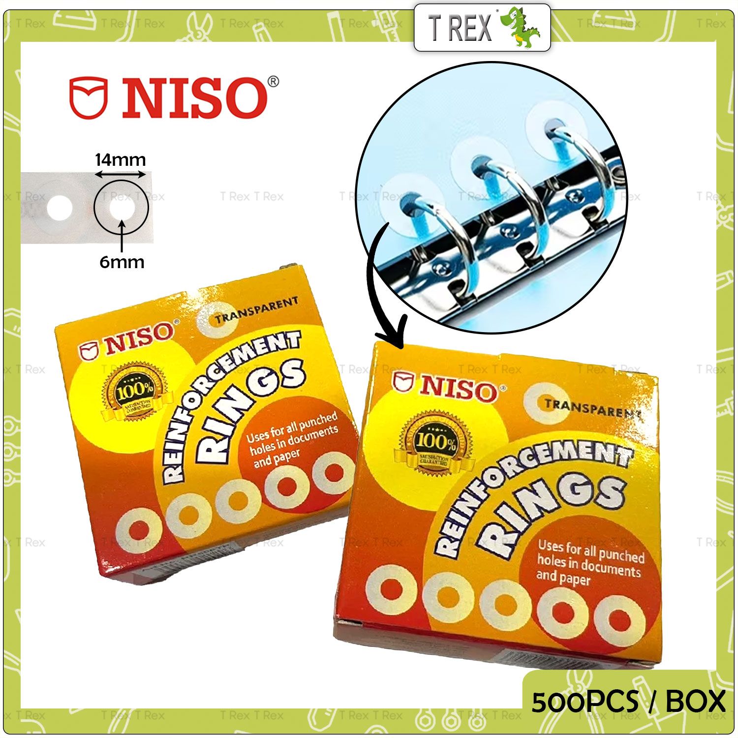 Niso Transparent Reinforcement Rings 500pcs per Box