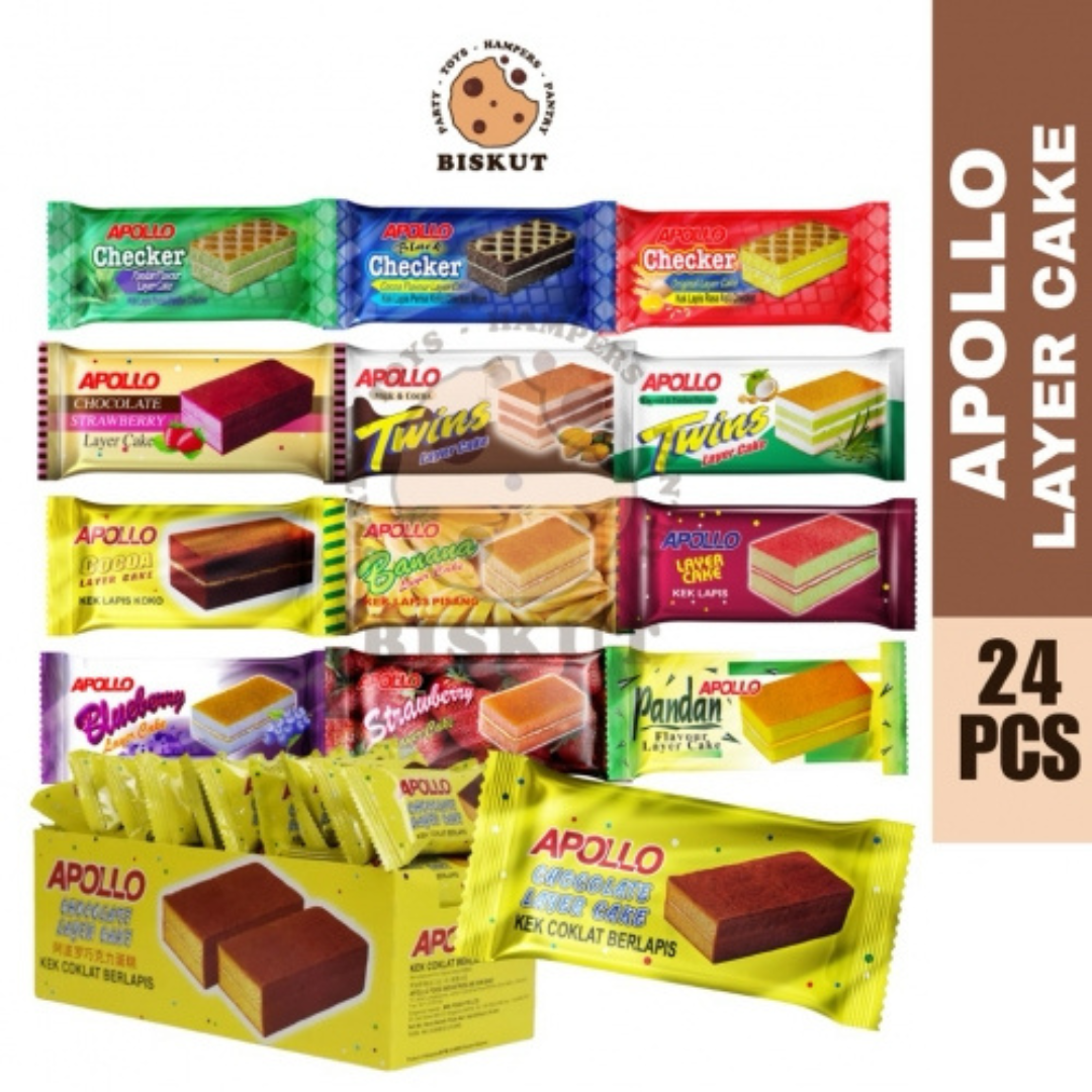 Apollo Layer Cake 24's/Chocolate/Pandan/Strawberry/Banana/Blueberry/Cocoa/Checker Pandan/Black Checker