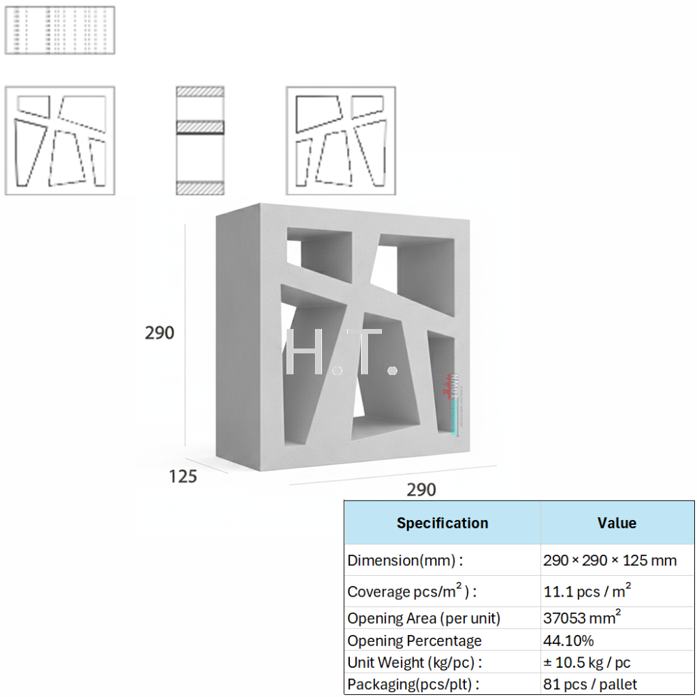 VENTILATION BLOCK VB-313.125 (LWH 290 x125 x290)mm