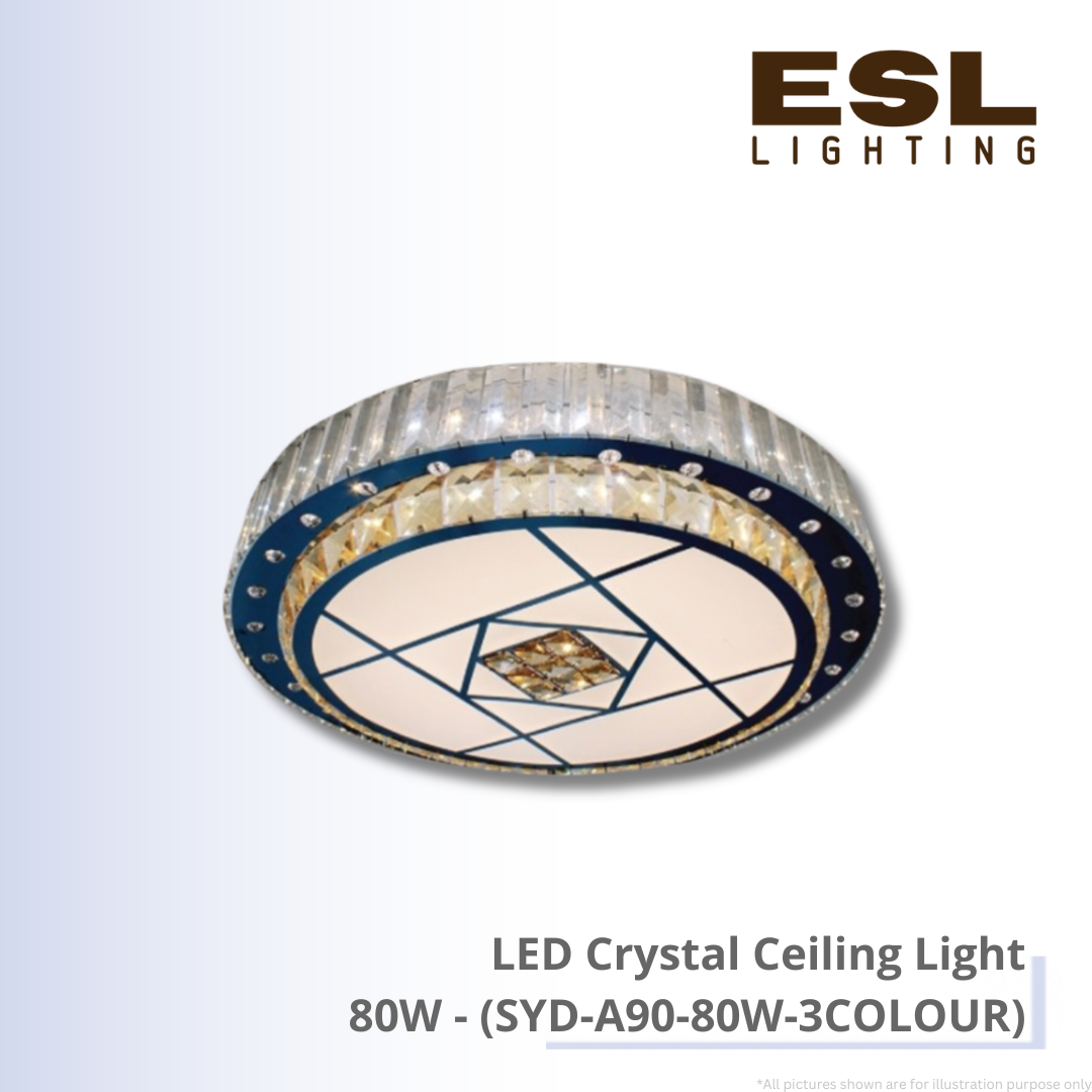 LED Crystal Ceiling Light 80W - SYD-A90-80W-3COLOUR