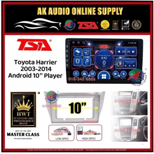 [ MTK 2+32GB ] TSA Toyota Harrier 2003 2004 - 2014 Android 10'' inch Car player Monitor