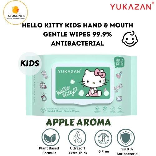 Yuka Zan Hello Kitty Kids Hand & Mouth Gentle Wipes 99.9% antibacterial (Apple Aroma) 50pcs