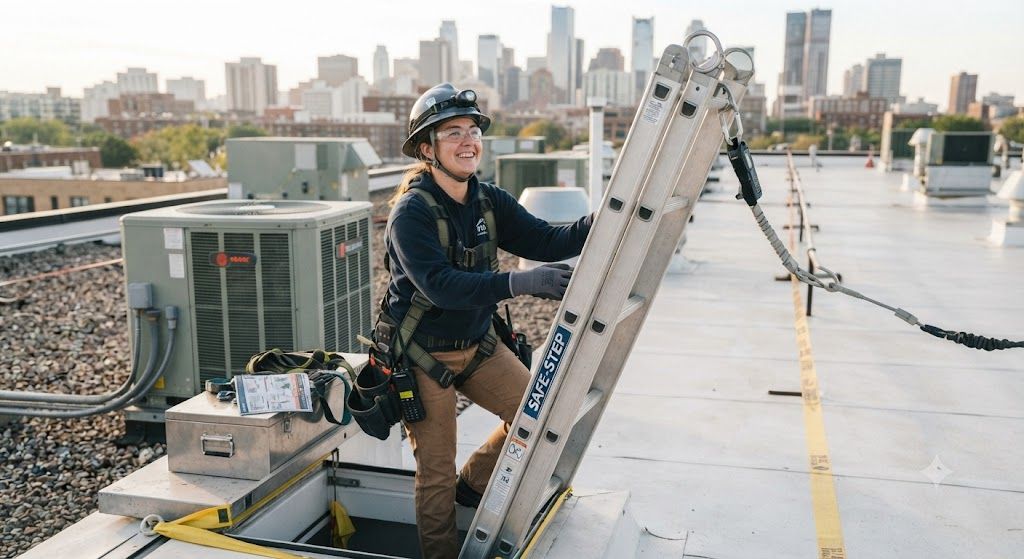 HVAC ladder and rooftop fall safety procedures