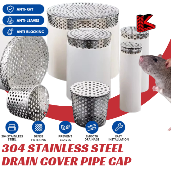 304 STAINLESS STEEL DRAIN COVER PIPE CAP 110MM ROUND INNER INSERT DRAIN FILTER MESH | ANTI-RAT ANTI-BLOCKAGE DRAIN OUTLET STRAINER