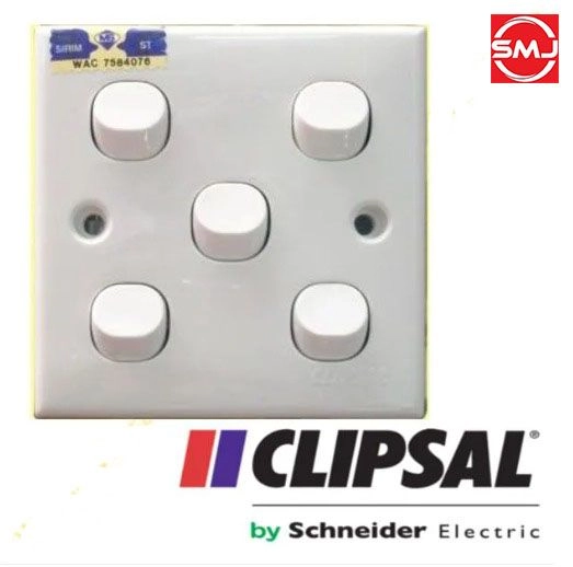 Clipsal E35/1/2AR C-Classic 5 Gang 1 Way Switch