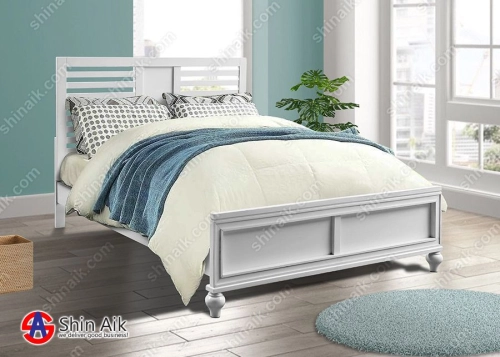 DB1596(KD) White Modern Elegant Wooden Queen Bed Frame