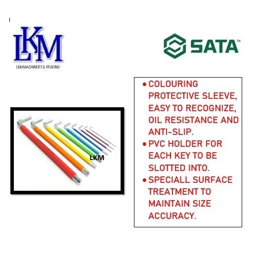 SATA Colour Series 9pcs Extra Long Hex Key 09101CH