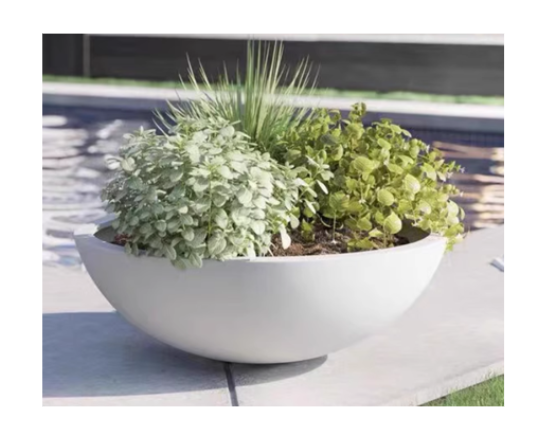 FRP Fiberglass Pot PC1247-17084 Glass Fiber Reinforced Plastic Round Bowl-Shaped Floor-Standing Large Vase Modern Simple Model Room Sales Office Soft Decoration Display Flowerpot 玻璃钢半圆球形大花盆商场酒店盆景花器摆件户外种树简约白色花钵 Gentian Kaca Separuh Bulatan Pasu Bunga Besar Sfera Pusat Membeli-Belah Hotel Hiasan Bunga Bonsai Penanaman Pokok Luar Menanam Pasu Bunga Putih Ringkas