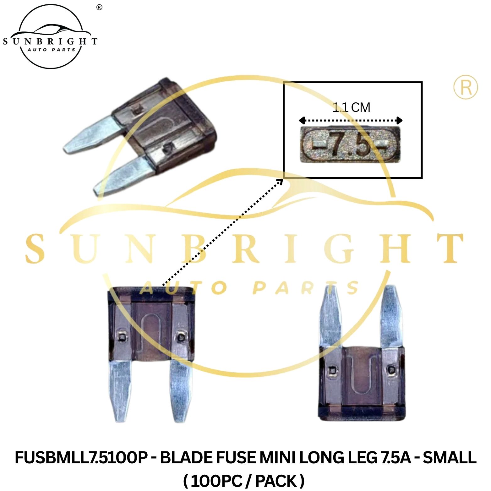 FUSBMLL7.5100P - BLADE FUSE MINI LONG LEG 7.5A - SMALL ( 100PC / PACK )