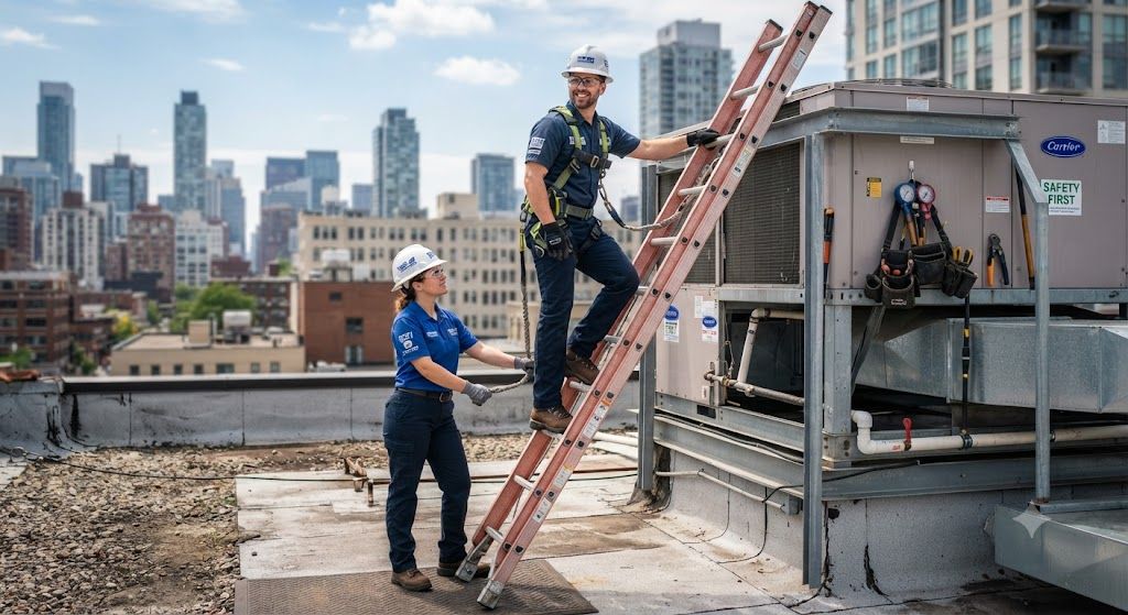 safe ladder use for air conditioning technicians