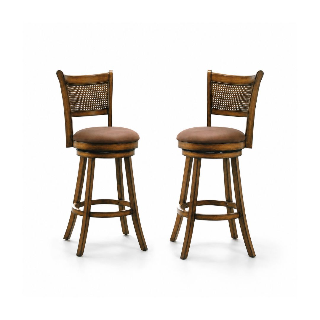 Classic Swivel Bar Chair C/W Brown PU Leather