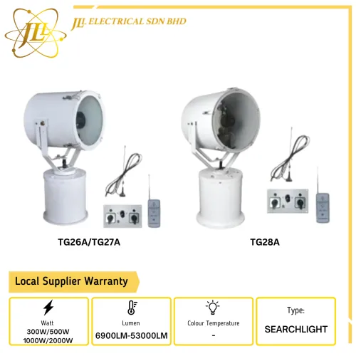 JLUX 220V 6900LM-53000LM IP56 S.S REMOTE CONTROL HALOGEN MARINE SEARCHLIGHT C/W REMOTE CONTROL [300W/500W/1000W/2000W] [G9.5/GY16]