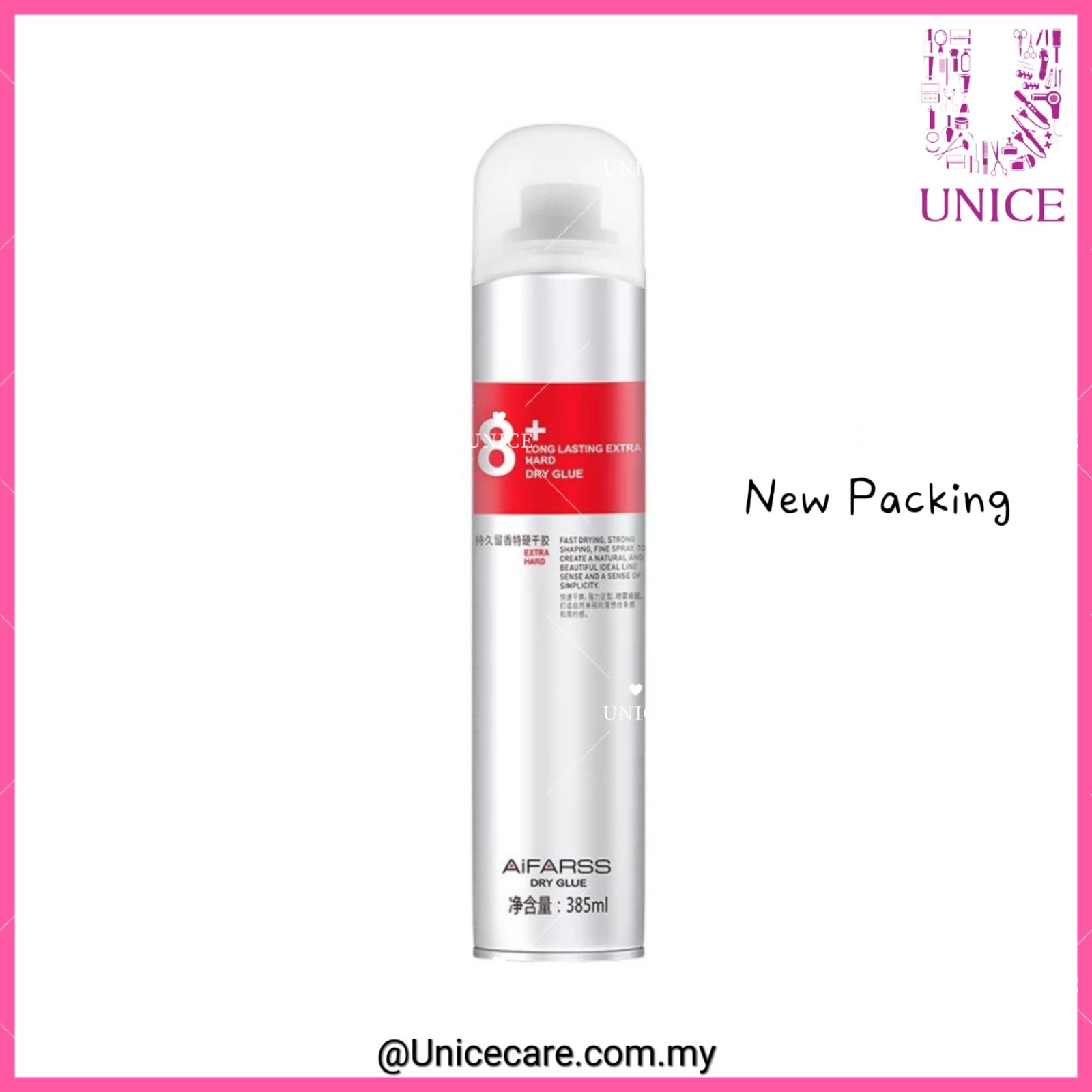 8+ FIRM Strong Hold Hair Spray 385ml (West Malaysia)