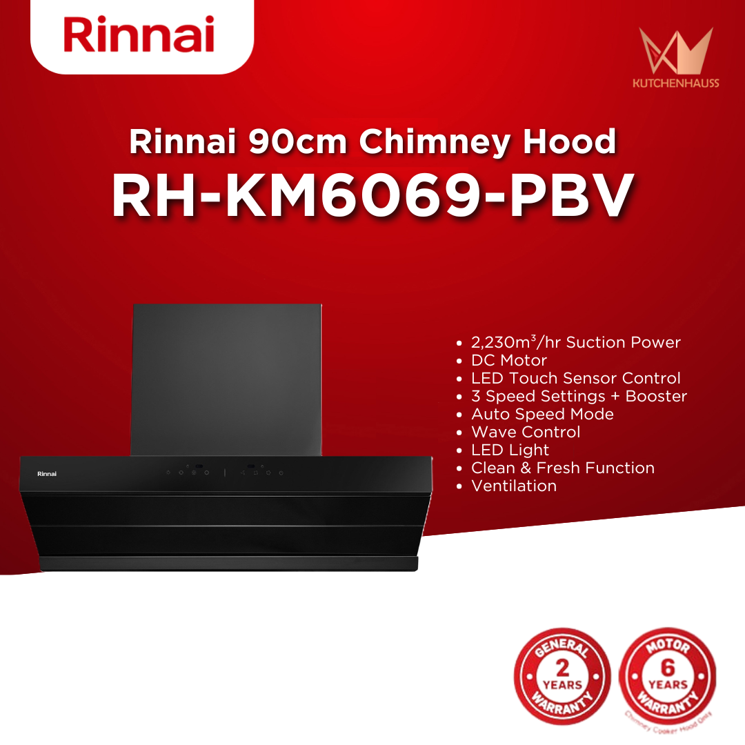 RINNAI - 90cm Compact Slanted Cooker Hood | RH-KM6069-PBV