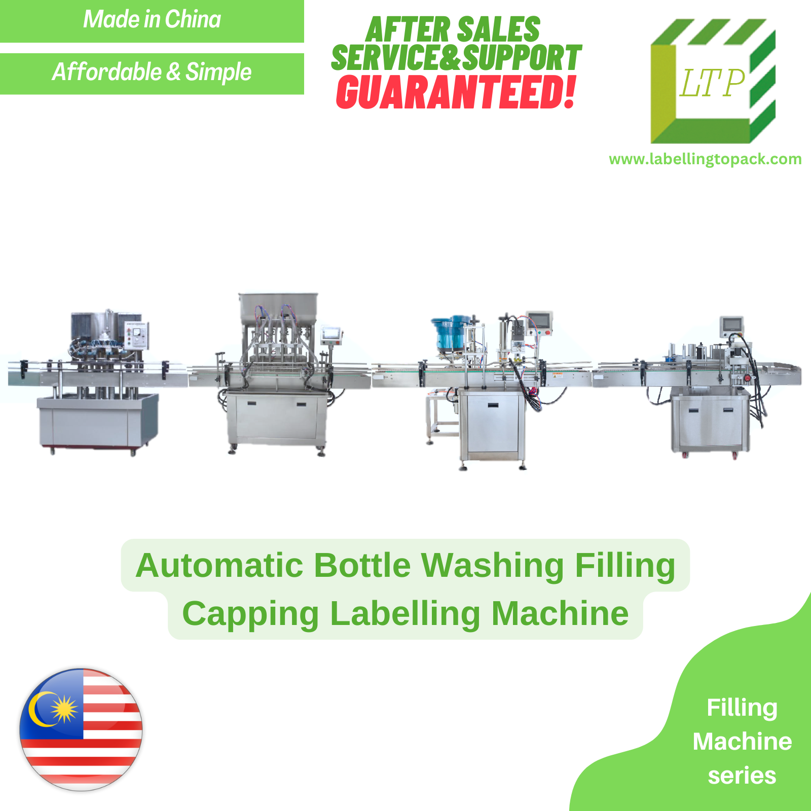 Automatic Bottle Washing Filling Capping Labelling Machine