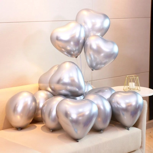 12inch Metallic Heart Shape Balloon - Silver 100pcs (B-12MHS-M1)