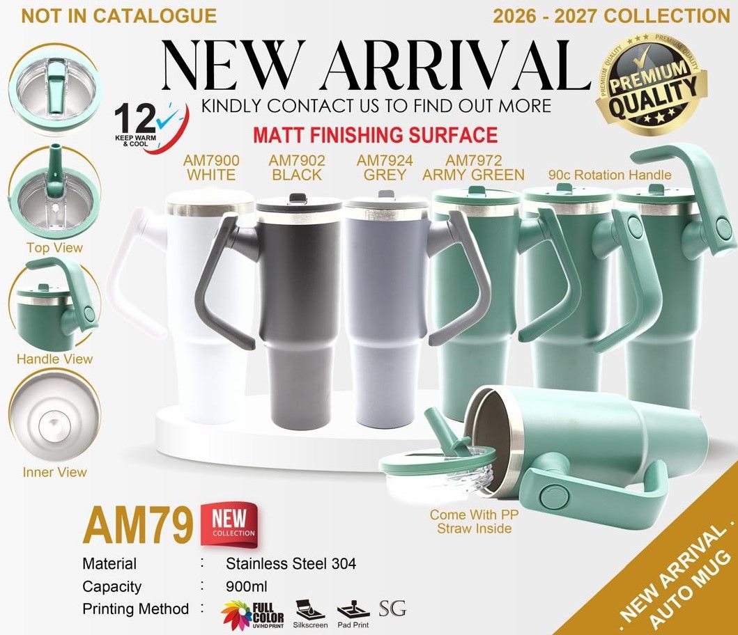 AM79 — AUTO MUG STAINLESS STEEL 304 (INNER) WITH PP STRAW + MATTE FINISH 900ml [PREMIUM QUALITY ✔] [12 HOUR HEAT RETENTION 🕛] [NEW PRODUCT 2026]
