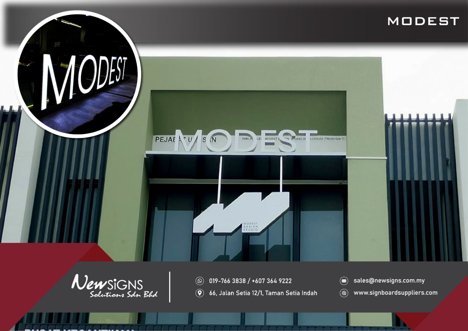 MODEST - Stainless Steel Hairline Box up(Front Lit) with Platform