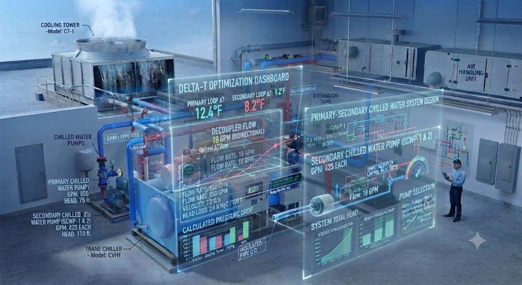 Chiller plant delta T optimization design