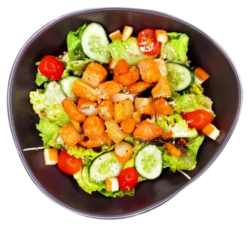 Salad with Salmon Cube