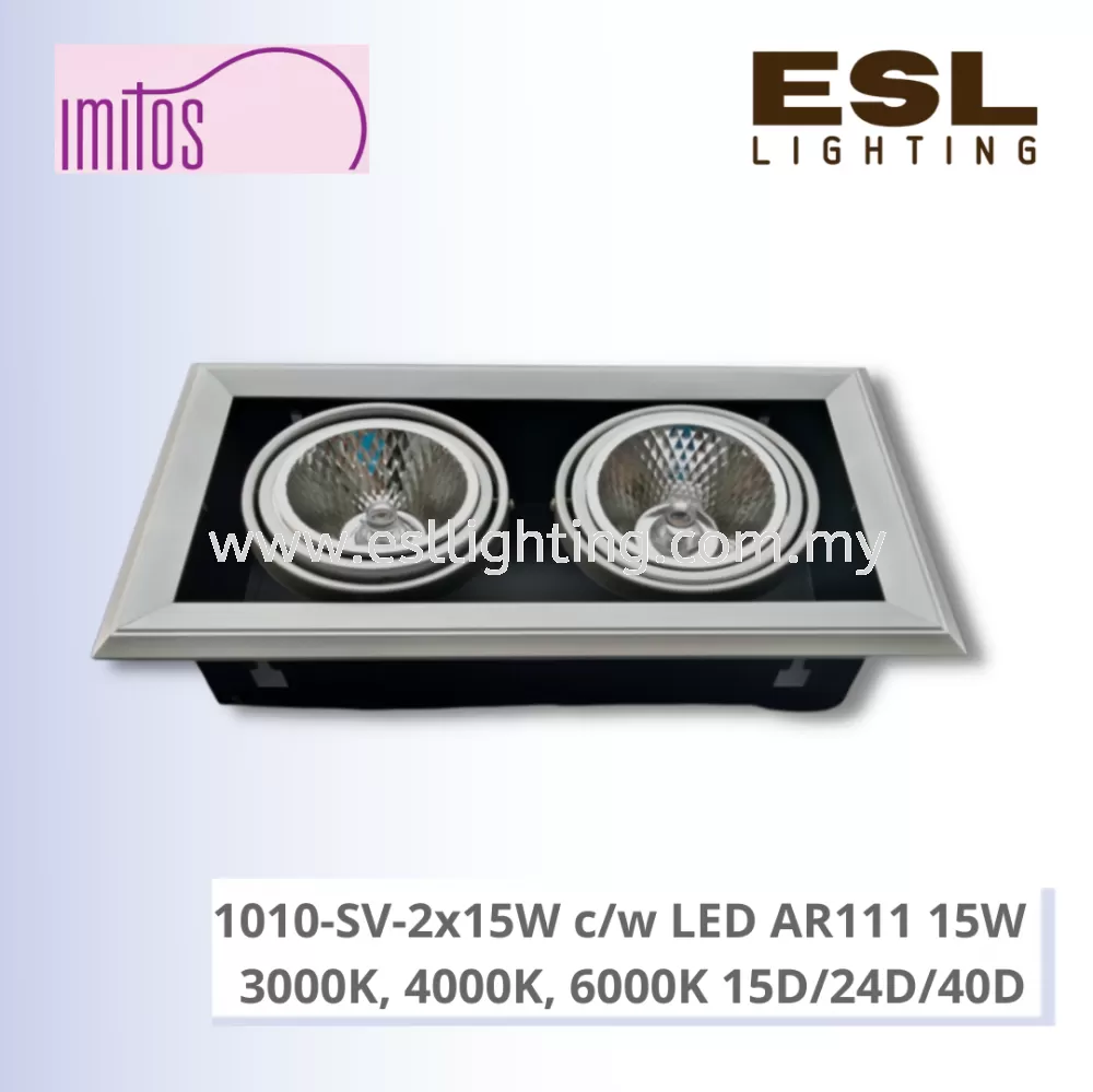 IMITOS LED EYEBALL 1010-SV-2x15W c/w LED AR111 15W 3000K, 4000K, 6000K 15D/24D/40D