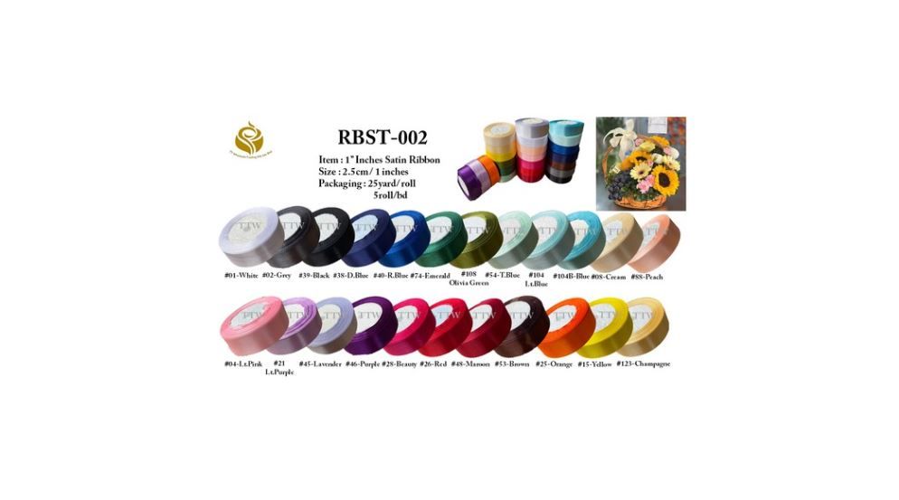 1'' Inch (2.5cm) Satin Ribbon; 25Yard/Roll – Best for Gift Bows & Wrapping 20+ Colors (RBST-002)