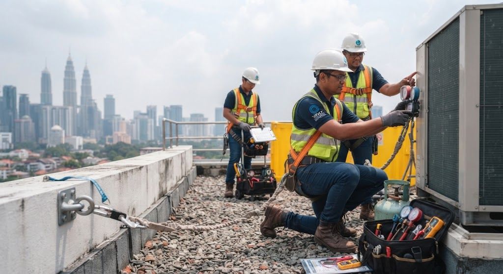 working at height PPE for HVAC technicians