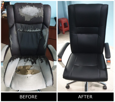 Office Chair PU Leather Reupholstery Service | Servis Balut Semula Kerusi Pejabat | Office Chair Repair | Batu Kawan Georgetown Ipoh Kedah Lunas | Office Furniture Penang