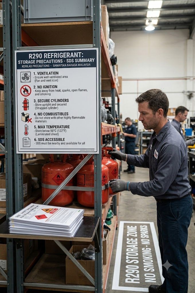 R290 SDS storage precautions
