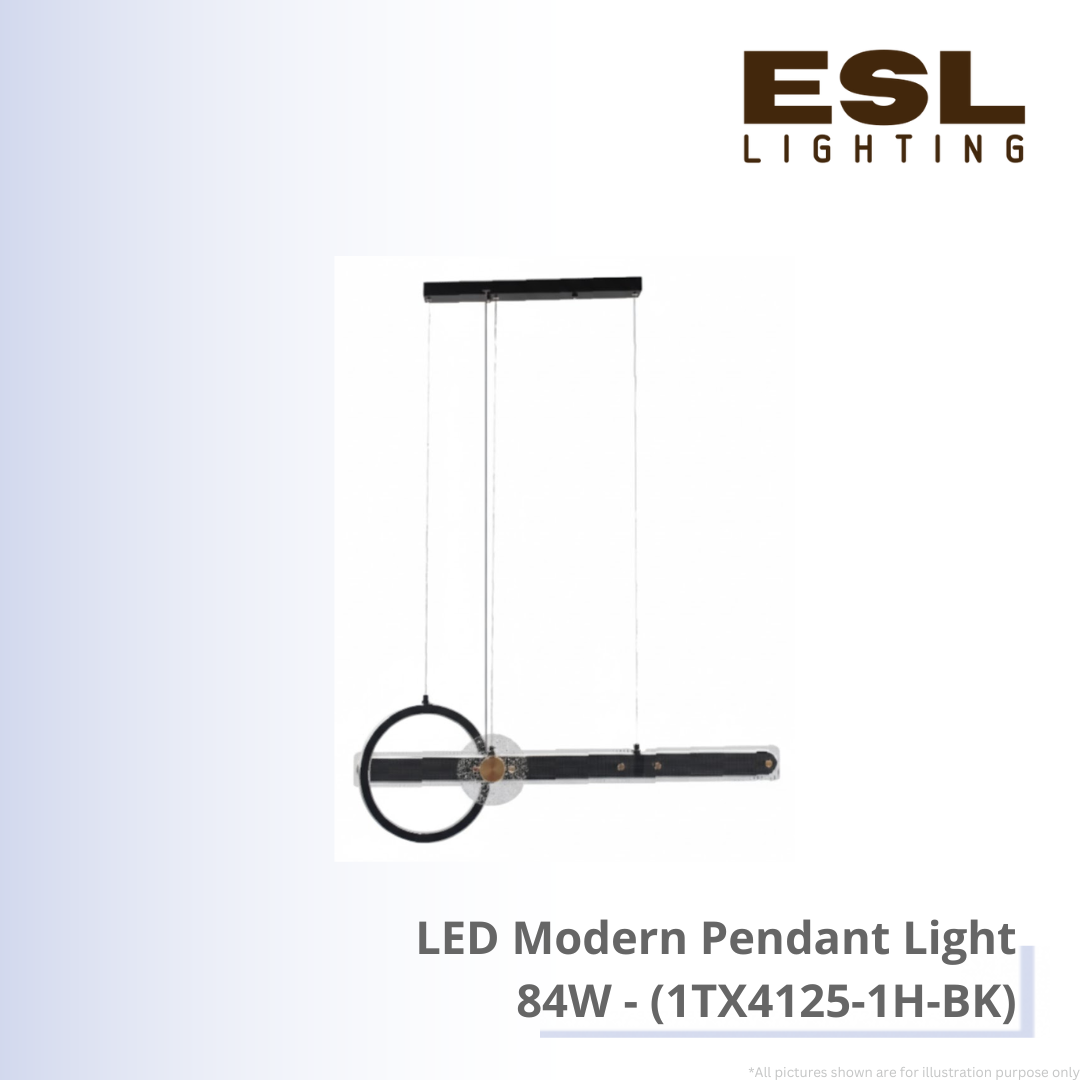 LED Modern Pendant Light 84W - HTX4125-1H-BK