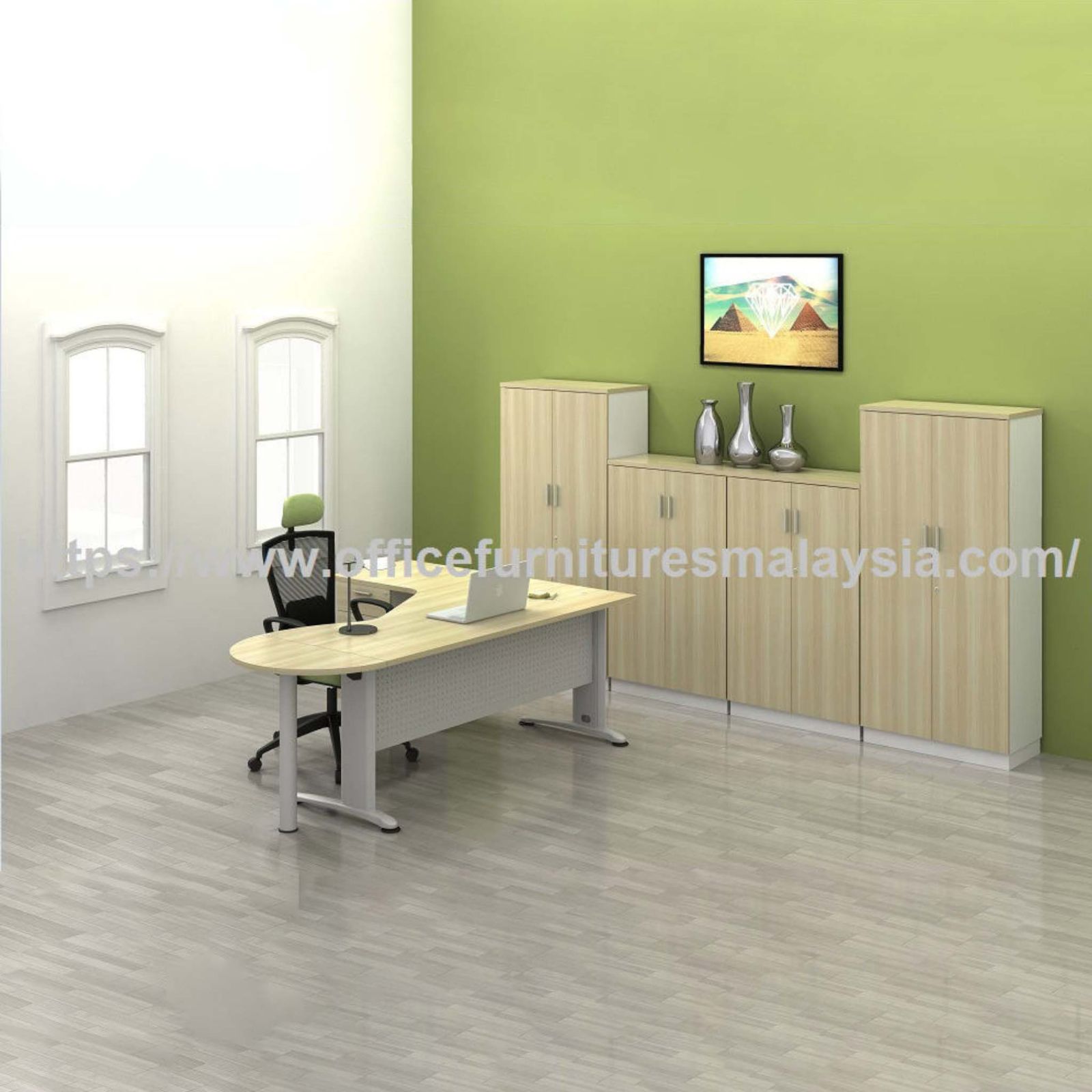 6 ft L Shape Executive Writing Desk And Cabinet Set OFBM44SET2