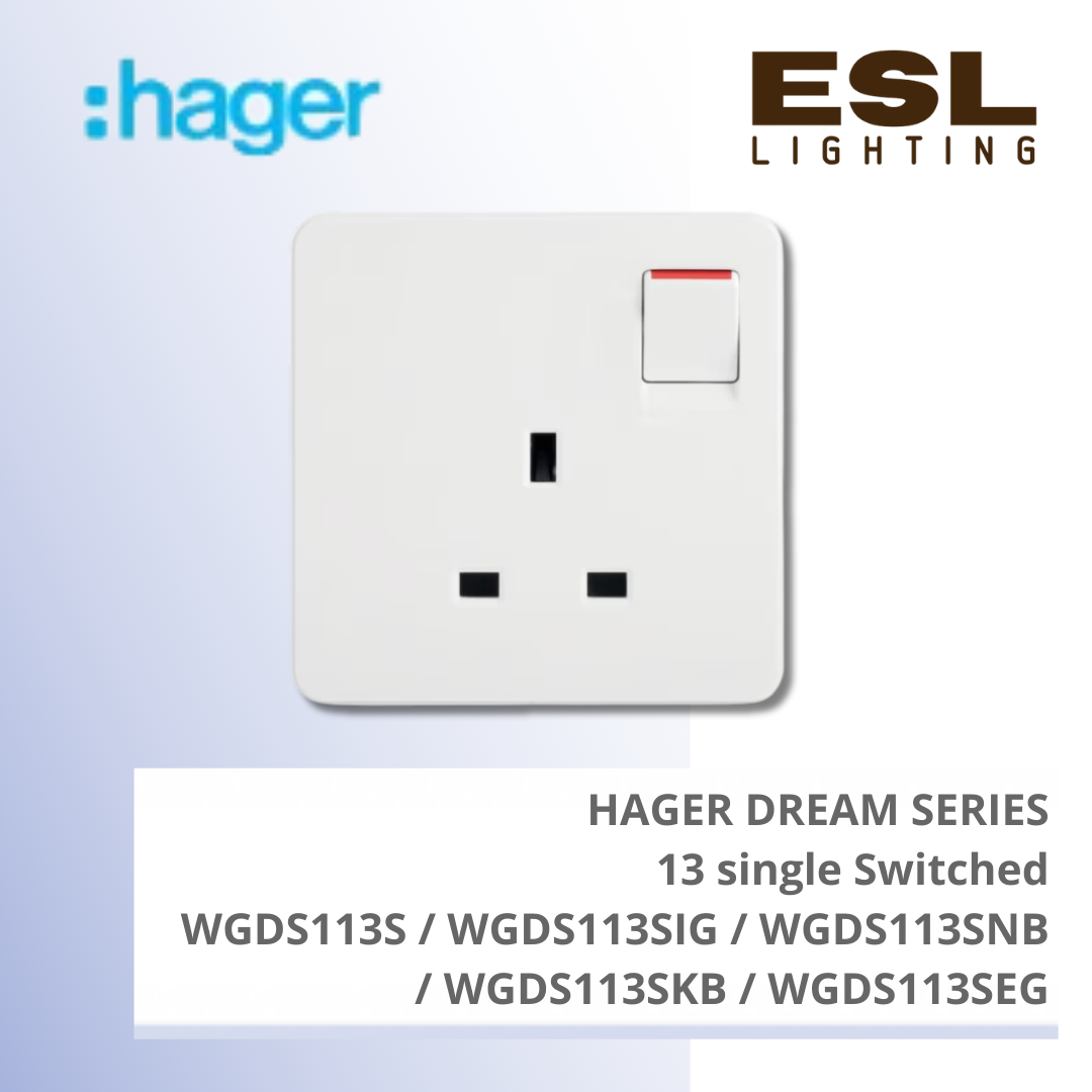 HAGER Dream Series - 13A single Switched - WGDS113S / WGDS113SIG / WGDS113SNB / WGDS113SKB / WGDS113SEG