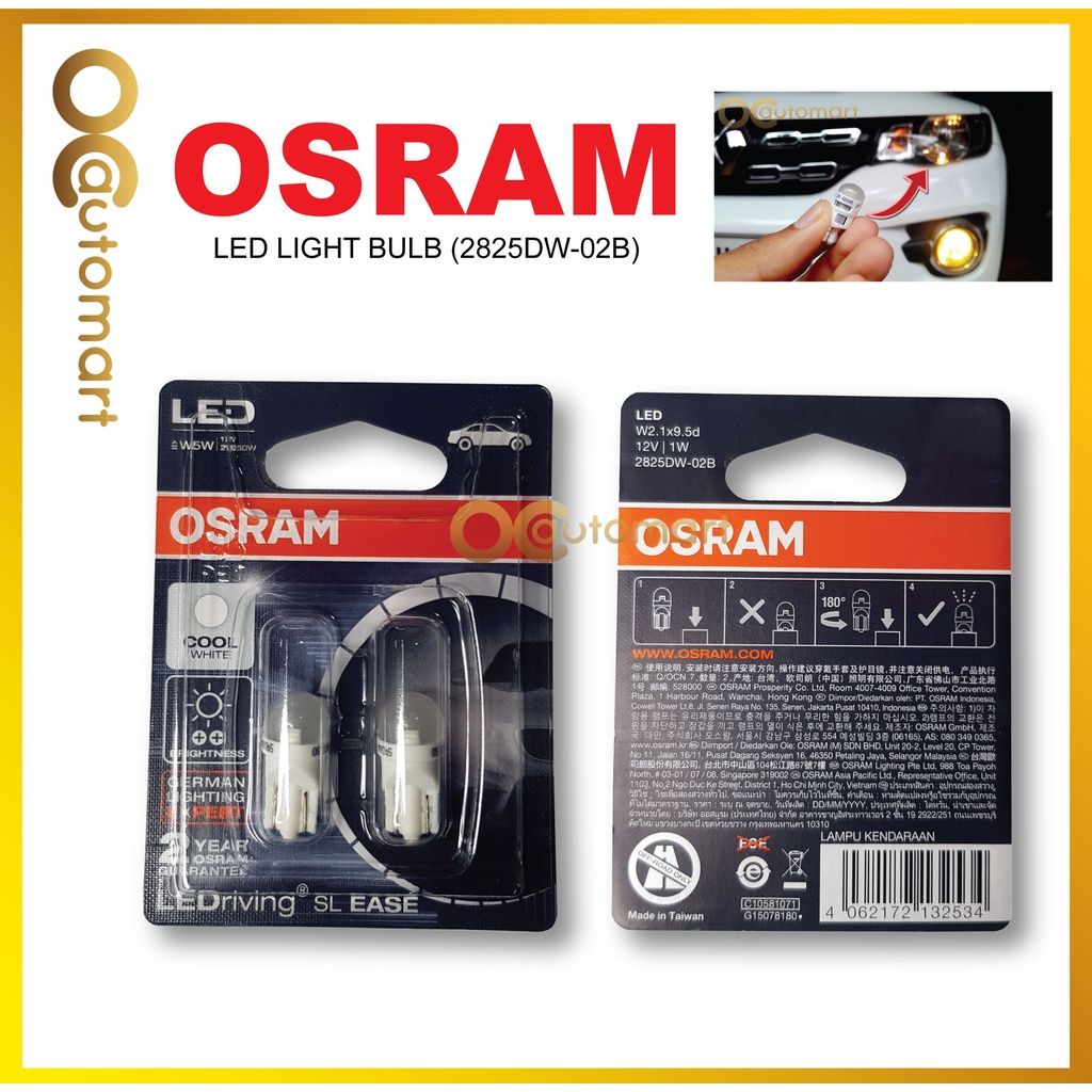 (2 year guarantee) Osram LED (2825DW) T10 12V 1W Cool White 6000K OEM Bulbs,License Plate Lights