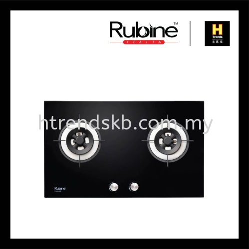 Rubine 2 Burner Build In Gas Hob (Glass) RGH-FIGATA2B-BL