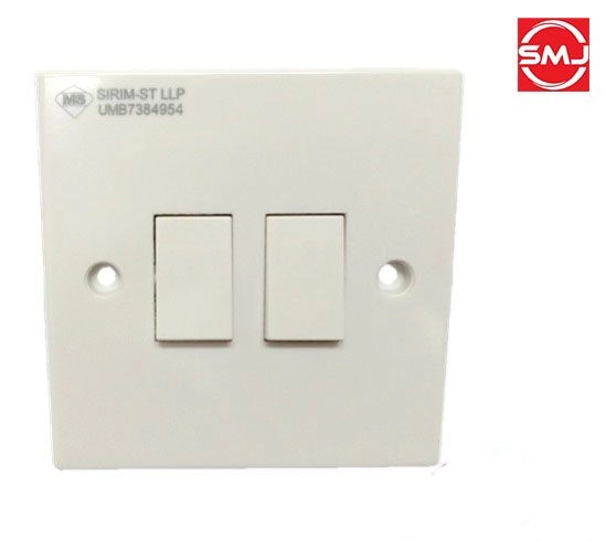 UMS 202-1W 2 Gang 1 Way Flush Switch (SIRIM Approved)