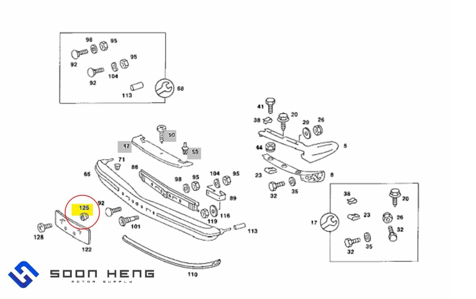 Mercedes-Benz W114, W115, W116 and W123 - License Plate Mounting Bracket (Original MB)