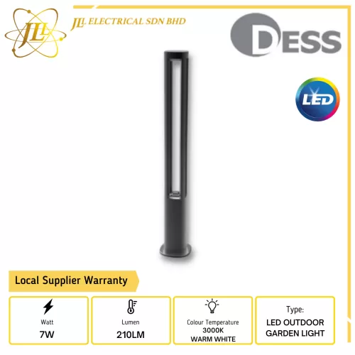 DESS GLESP-GL14403 7W 240VAC 210LM 3000K IP54 LED OUTDOOR GARDEN BOLLARD LIGHT