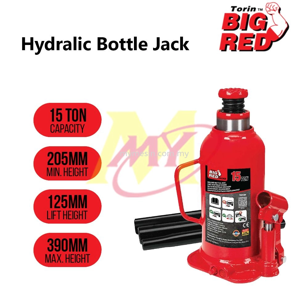 Big Red Hydraulic Bottle Jack 3-20 Ton [Code: 2845/ 2846/ 2847/ 5351/ 2848]