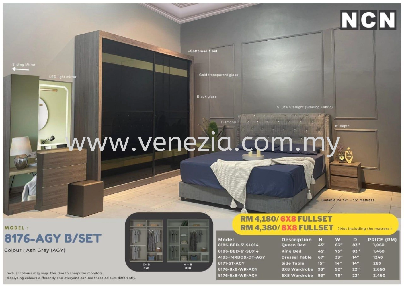 VNCN 8376 8x8 Bedroom Set