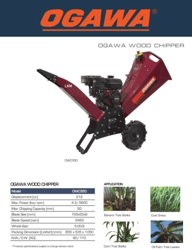 [LOCAL] OGAWA Wood Chipper 212CC 4.3KW 3600rpm