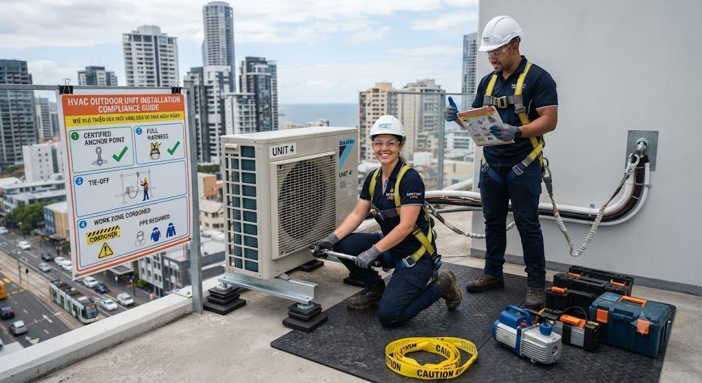 HVAC outdoor unit installation compliance safety standards