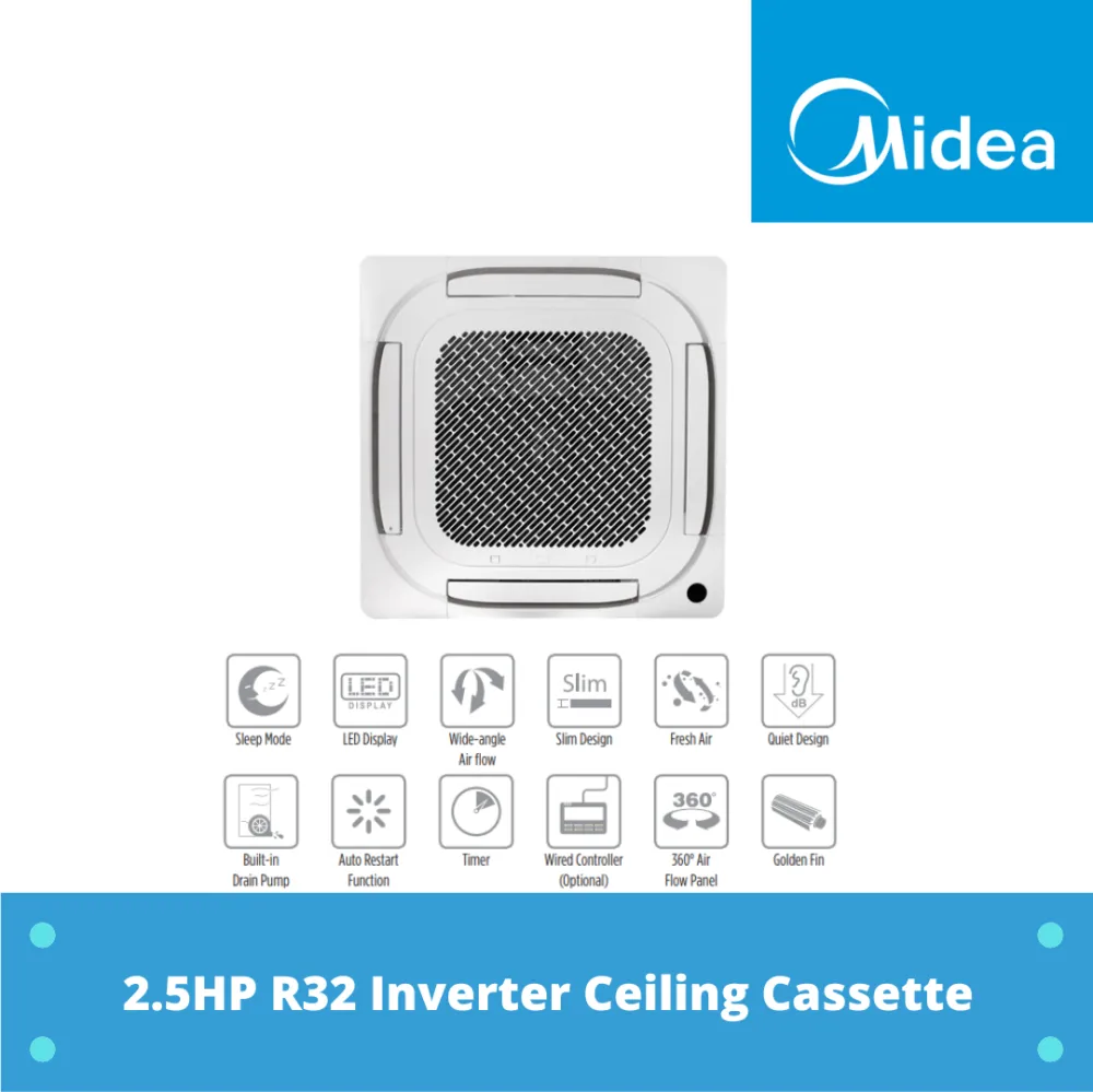 Midea 2.5HP R32 Inverter Ceiling Cassette  MCX-24CRFNX 