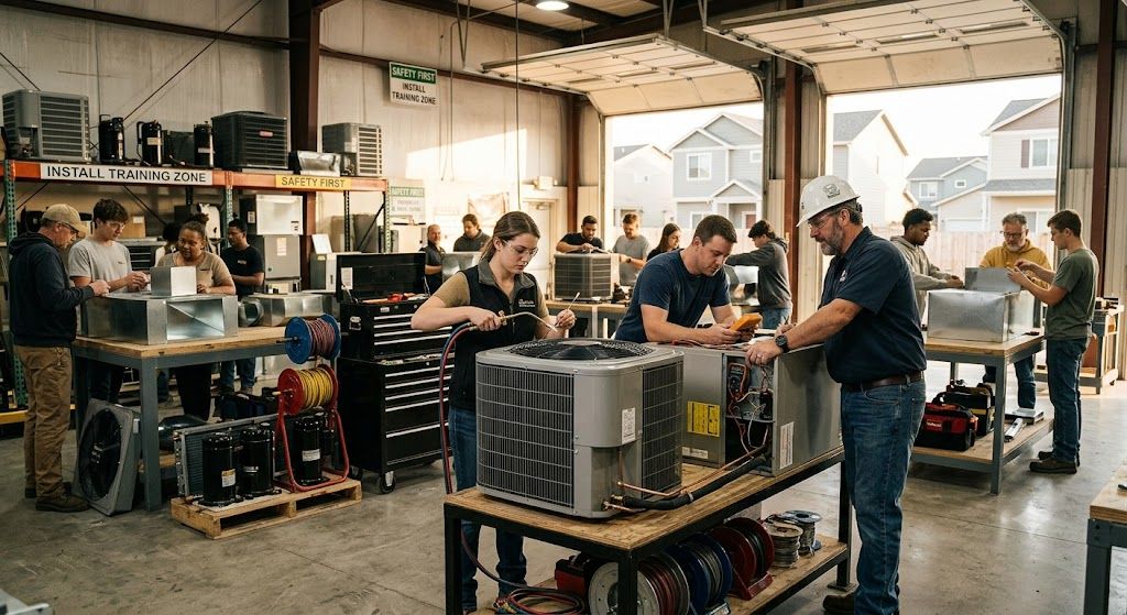 Residential air conditioning installation workshop
