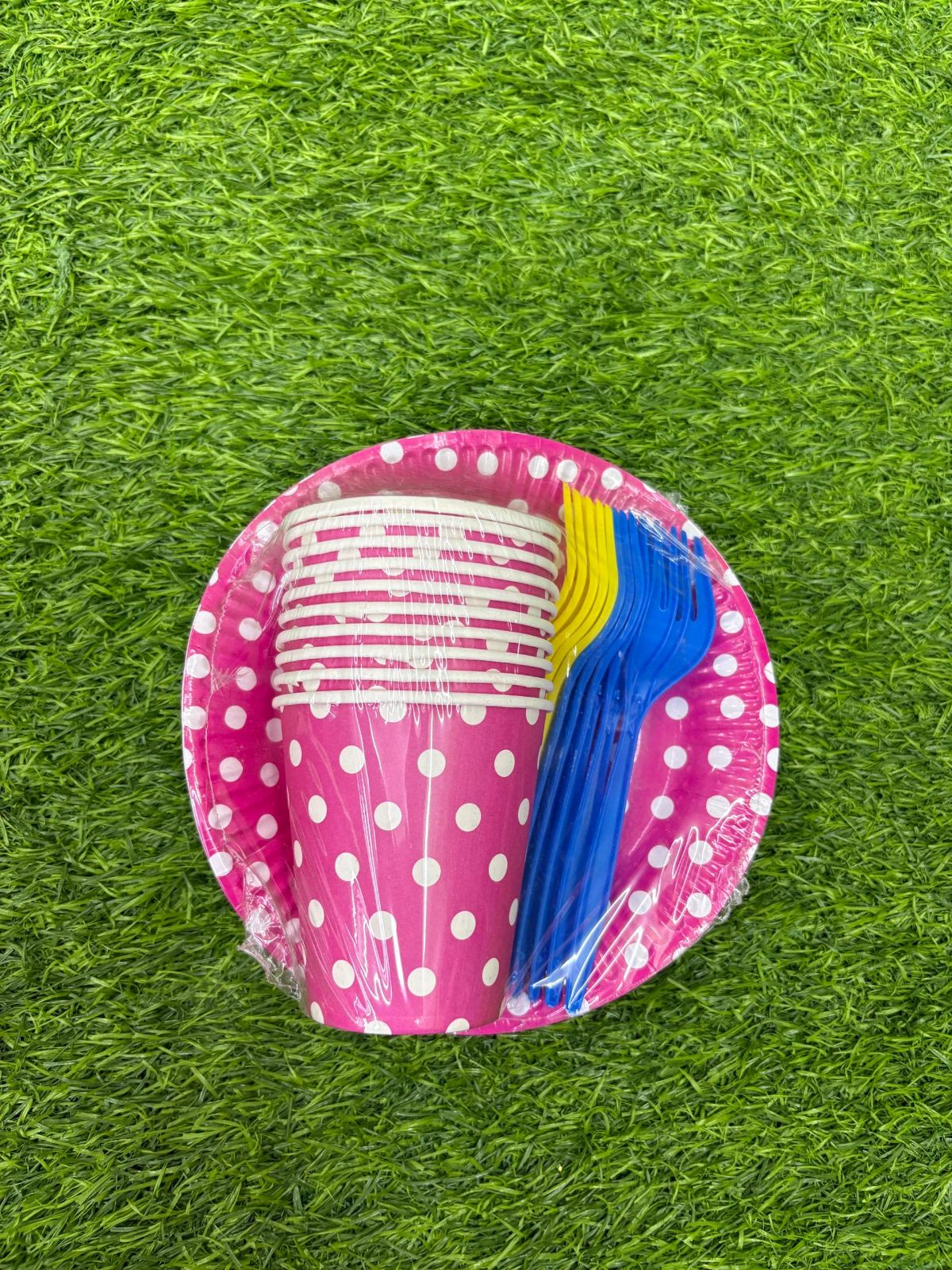 7inch Round Paper Plate & Cup with Fork 10pcs (P-7RPCF)