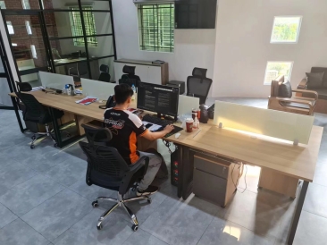 Office Workstation Table | Customize 8 Seaters Partition Workstation Office Furniture For RCB Malaysia | Office Furniture Penang