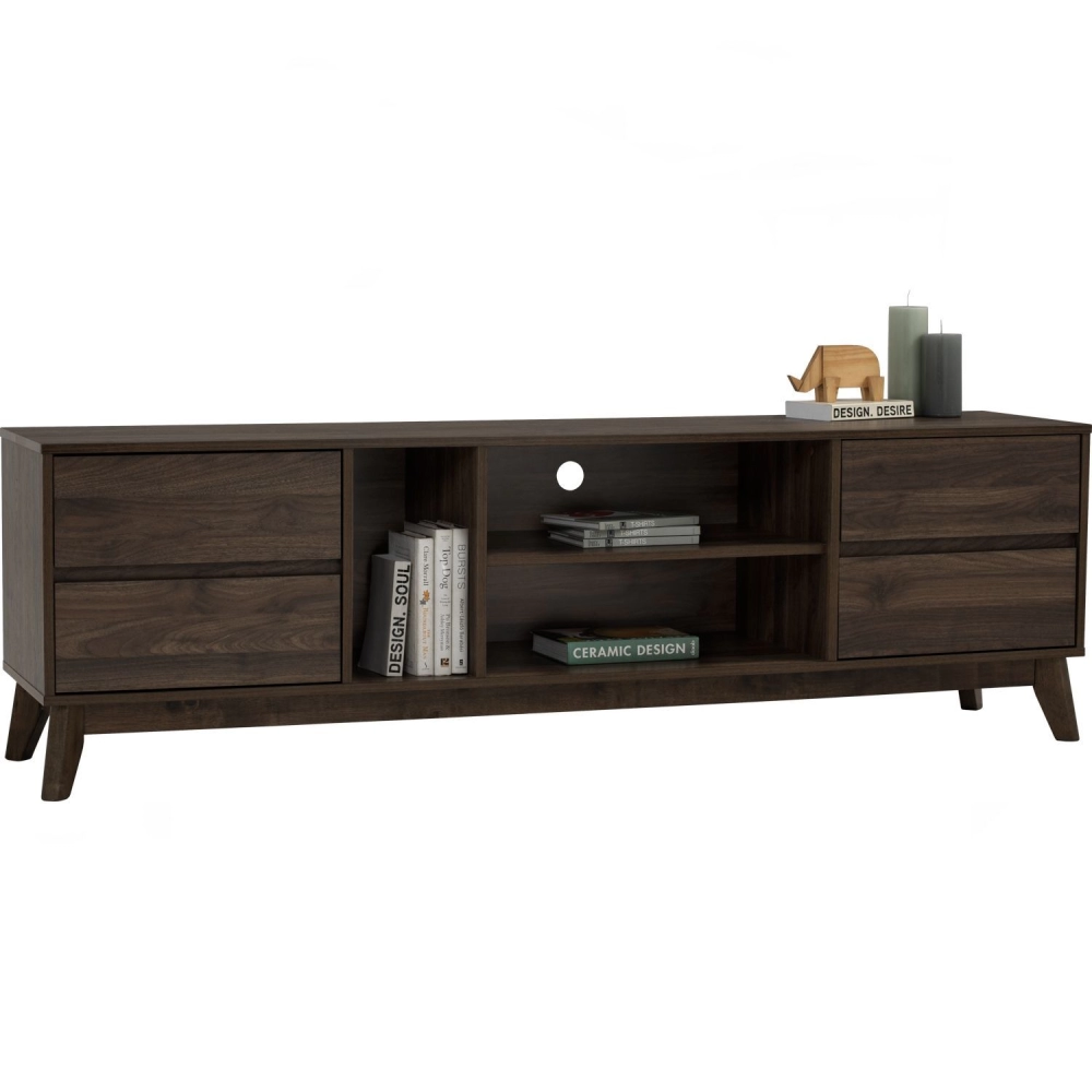 [Bundle Deal] Salvia 3 + 1 Seater Sofa (Grey) + Hirado TV Console (Walnut)